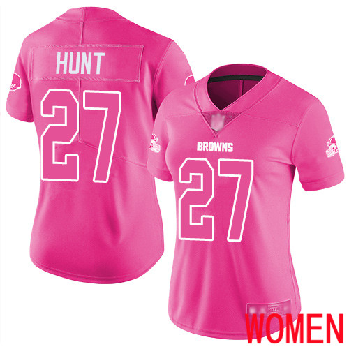 Cleveland Browns Kareem Hunt Women Pink Limited Jersey #27 NFL Football Rush Fashion